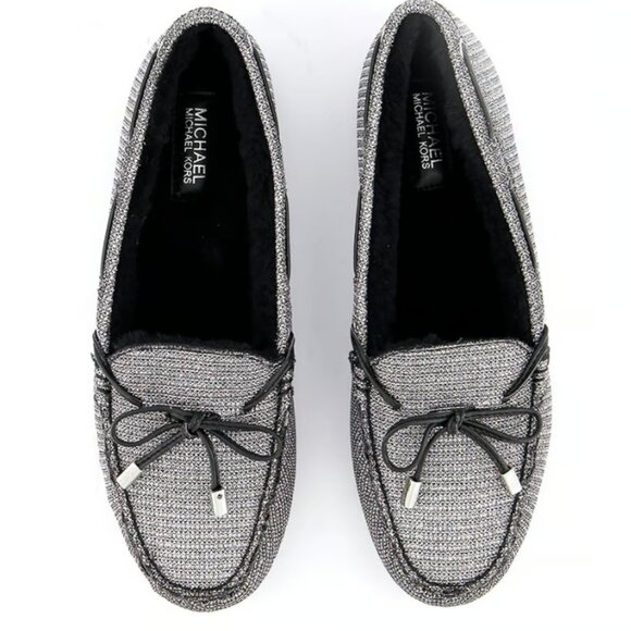 MICHAEL Michael Kors Sutton Moccasin Loafer Lamb Fur Glitter Chain Size 8 - Picture 4 of 8